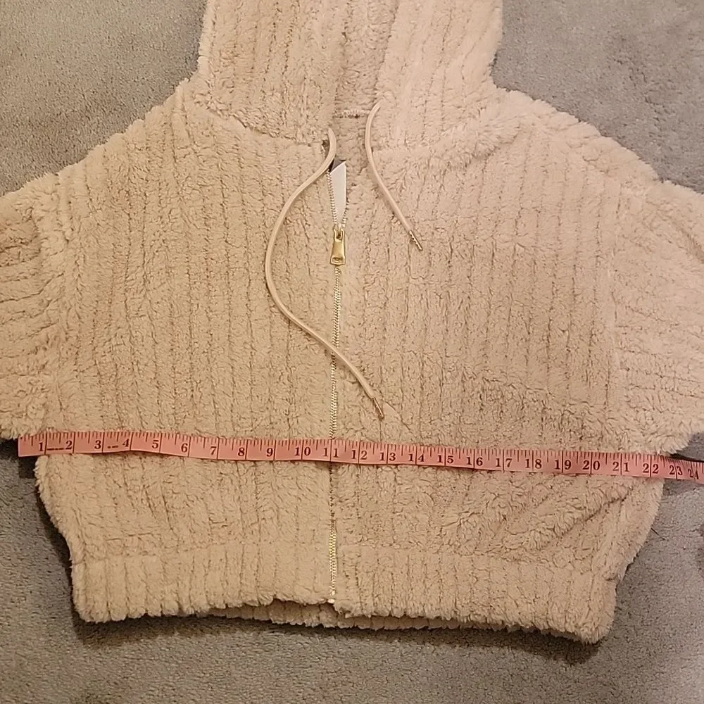 NWT Love Poem Cozy Cropped Cream Teddy Jacket for Women Sz L